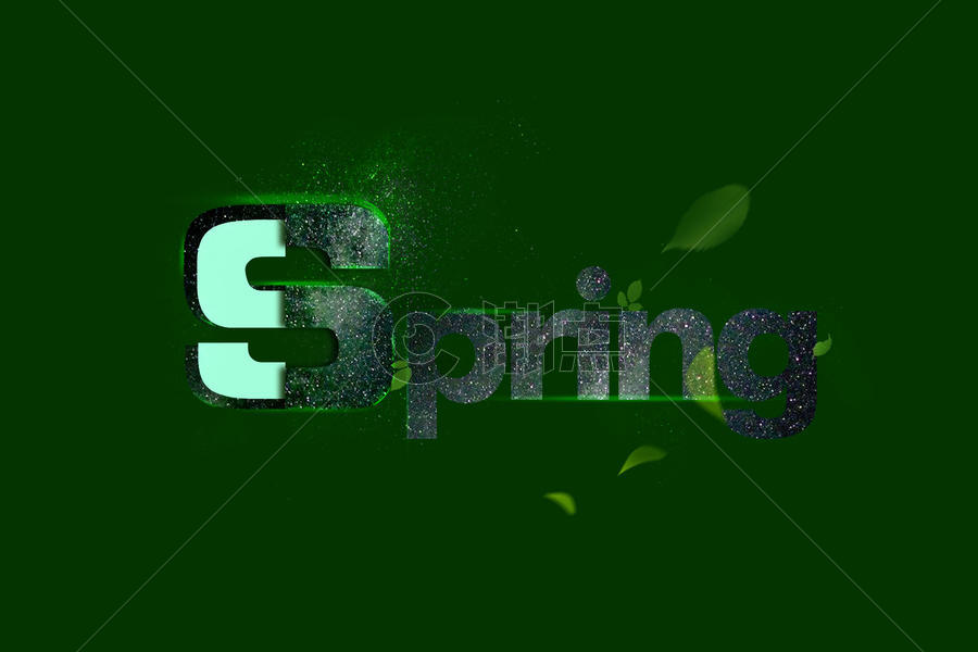 春天spring荧光粉艺术字体图片素材免费下载