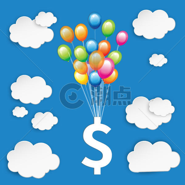 矢量气球吊起来钱币图片素材免费下载