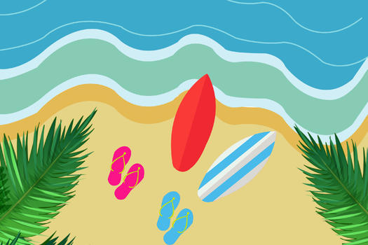 手绘夏日沙滩图片素材免费下载