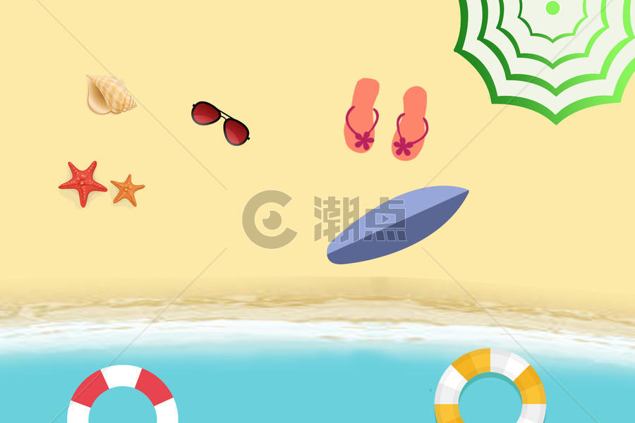 手绘夏日沙滩图片素材免费下载