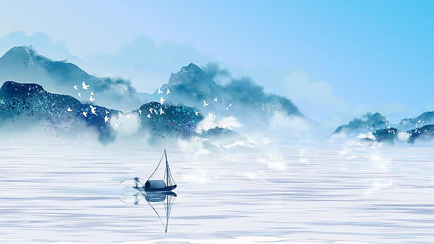 山水手绘中国风图片素材免费下载