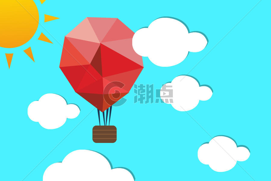 手绘远方与热气球图片素材免费下载