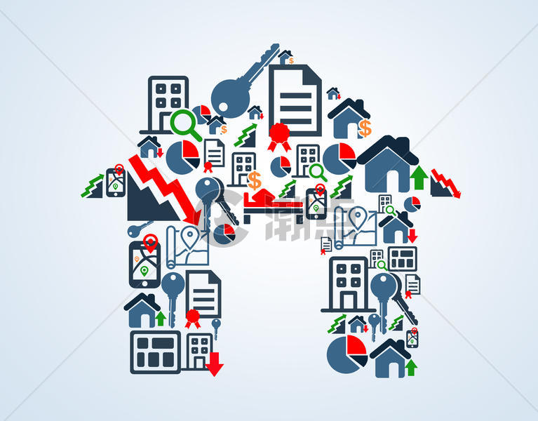 房地产金融图标设置房屋轮廓图片素材免费下载