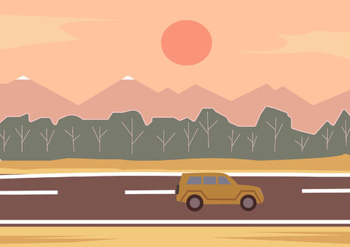远方在路上公路插画图片素材免费下载