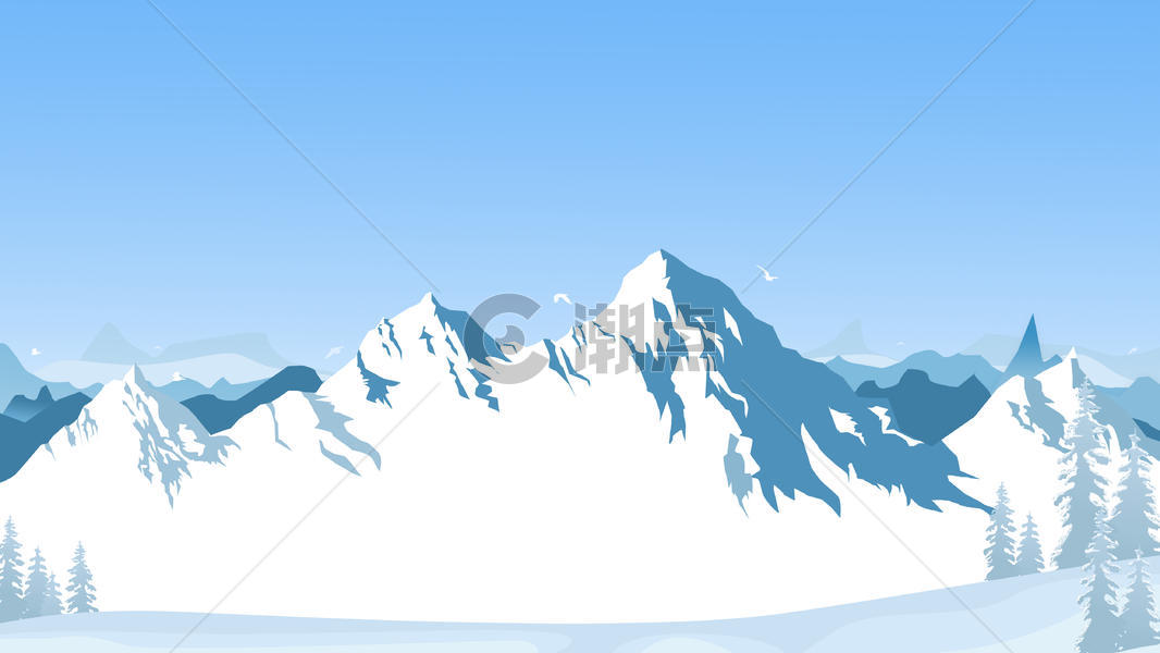 冬季雪山矢量图图片素材免费下载