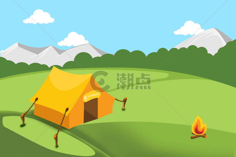 野外郊游帐篷篝火图片素材免费下载