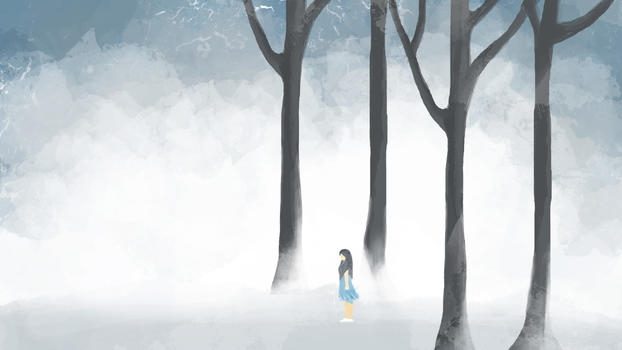 森林氛围女孩插画图片素材免费下载