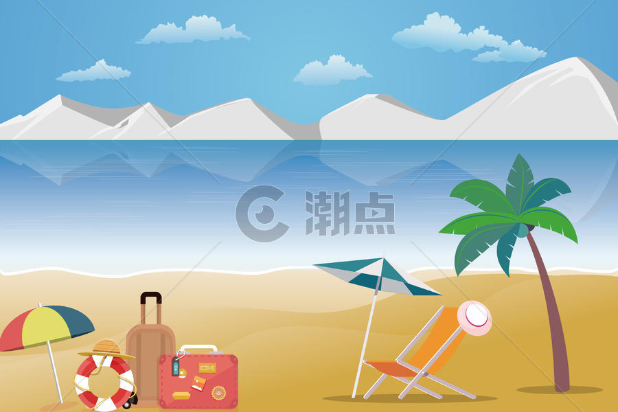 海边沙滩座椅太阳伞图片素材免费下载