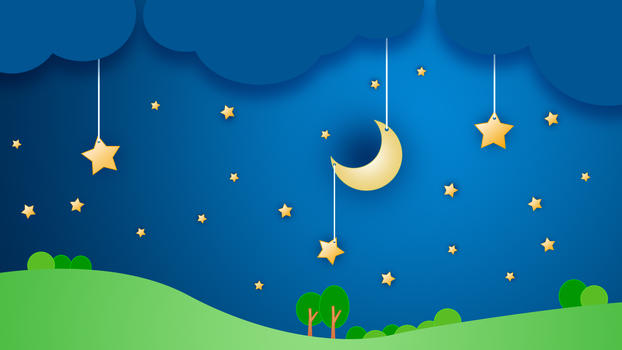 夜晚星空矢量创意插画图片素材免费下载