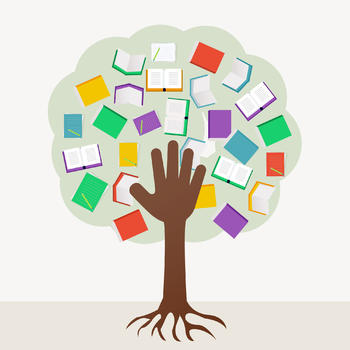 手和书组成的大树图片素材免费下载