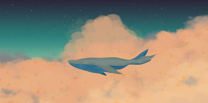鲸鱼幻想插画图片素材免费下载