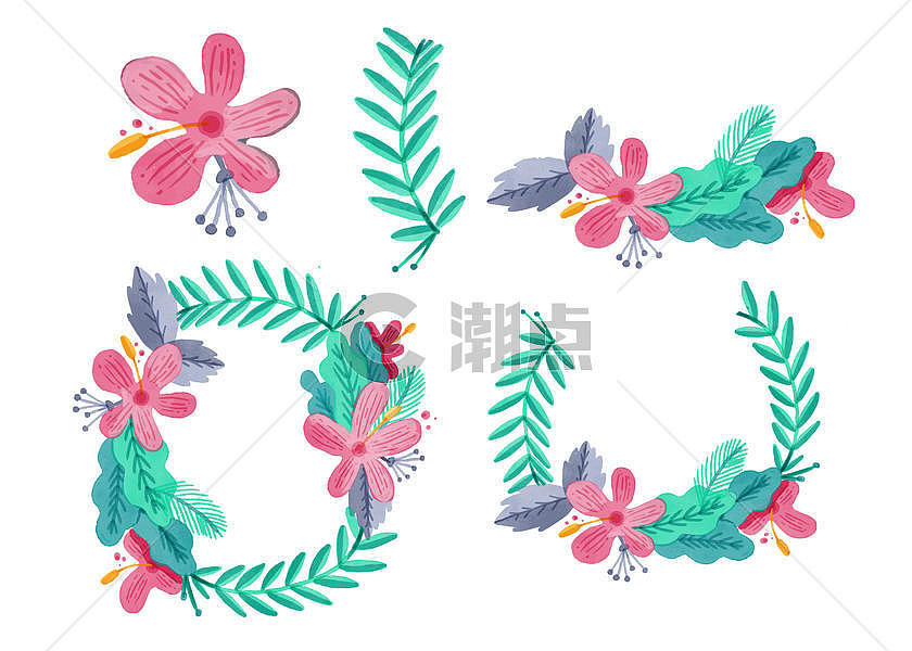 矢量手绘花朵装饰框图片素材免费下载