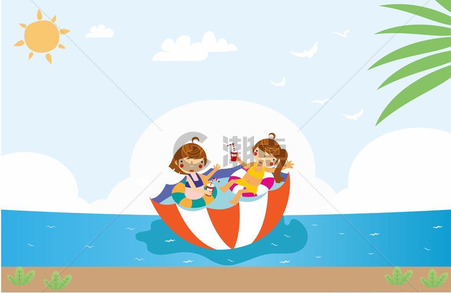 海边度假的孩子图片素材免费下载