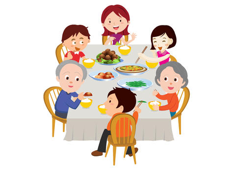 一家人六口人一起吃饭图片素材免费下载