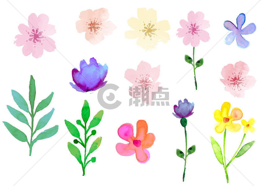 淡雅清新水彩花朵装饰图片素材免费下载