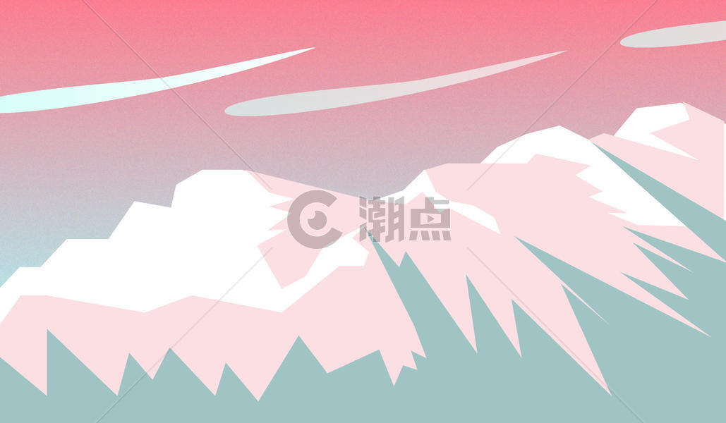 粉色天空映衬下的山矢量风景图片图片素材免费下载