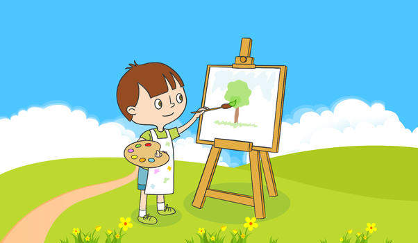 小男孩画画图片素材免费下载