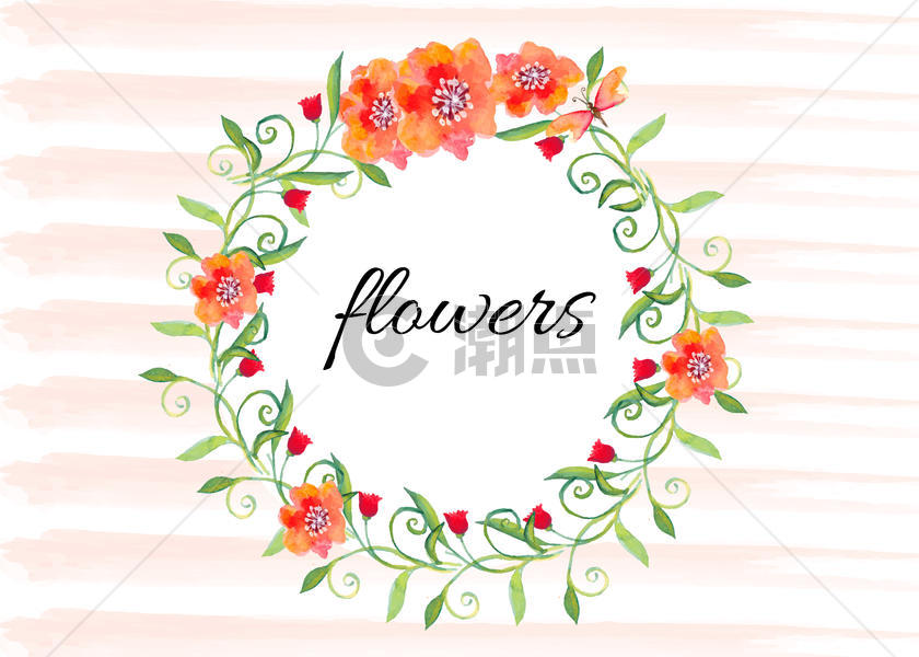 手绘水彩花朵花环图片素材免费下载