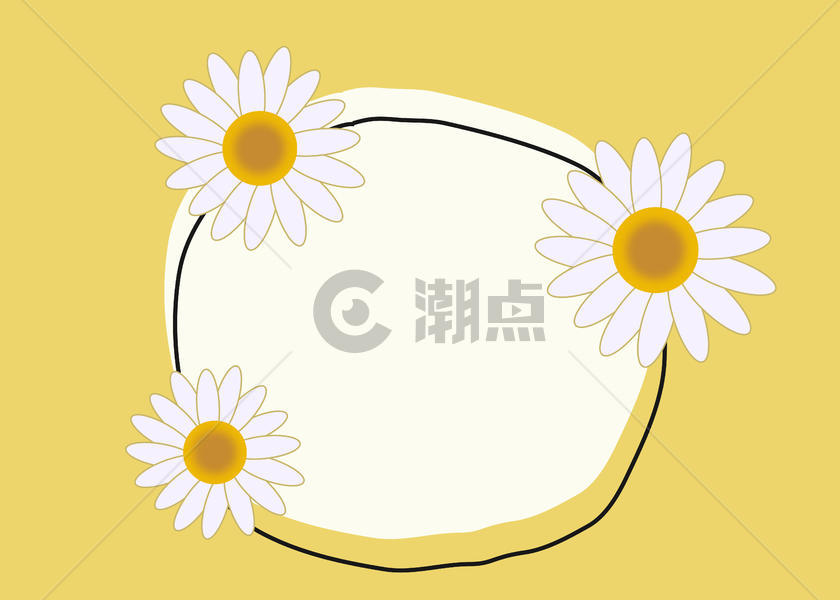 手绘向日葵花朵装饰标签图片素材免费下载