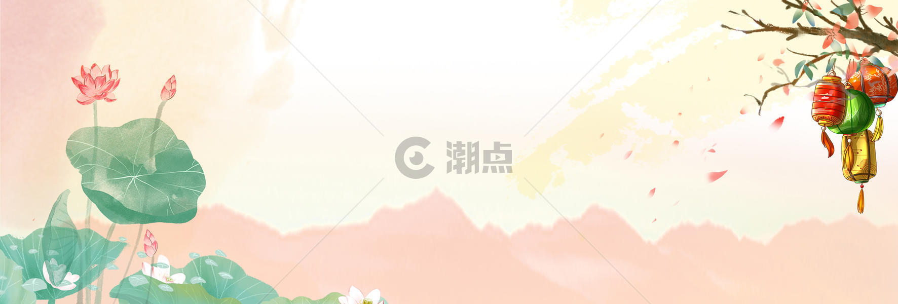 粉色手绘中秋节图片素材免费下载