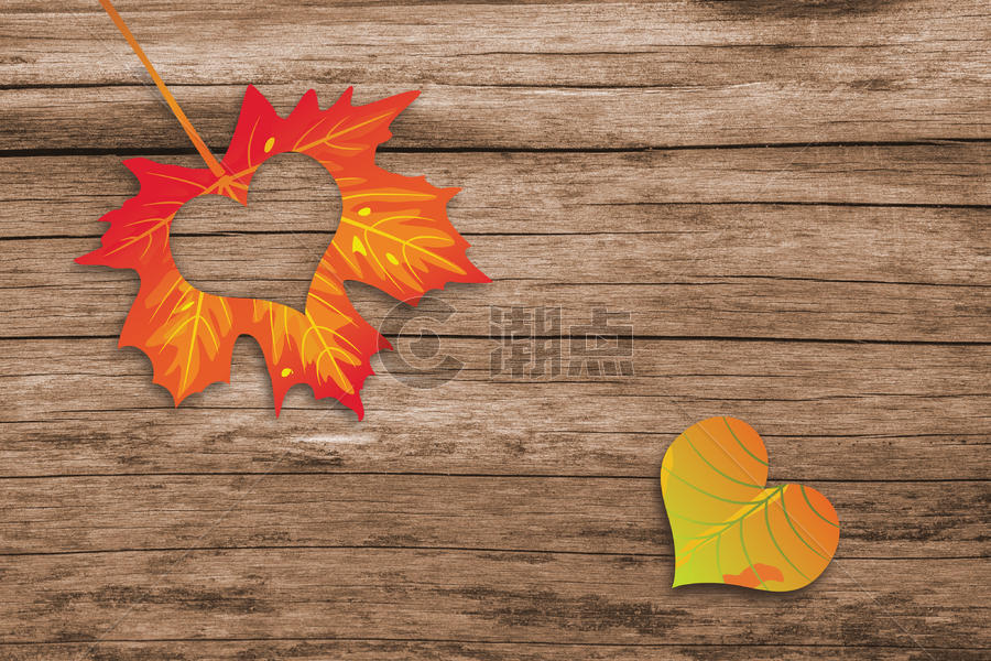 木板上的秋叶图片素材免费下载