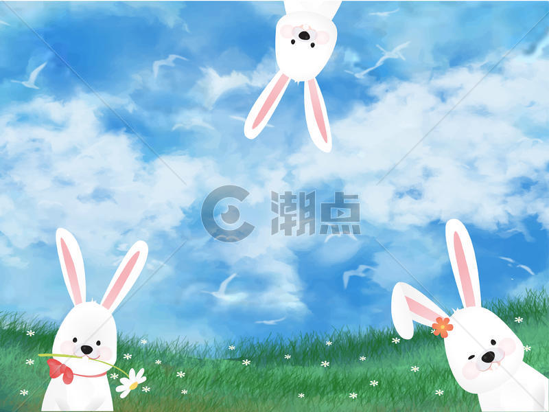 水彩卡通兔子中秋插画图片素材免费下载
