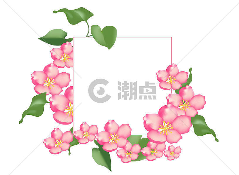 手绘粉色桃花装饰框图片素材免费下载