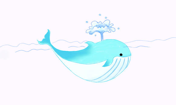 手绘可爱鲸鱼插画背景图片素材免费下载