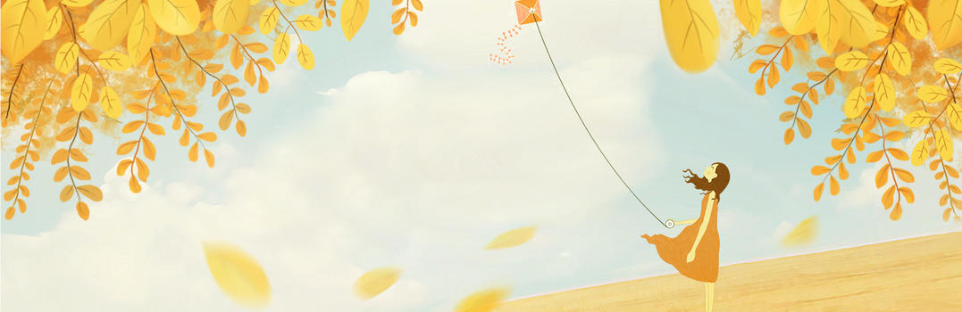 秋季放风筝的小女孩图片素材免费下载