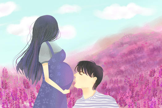 怀孕的夫妻插画图片素材免费下载