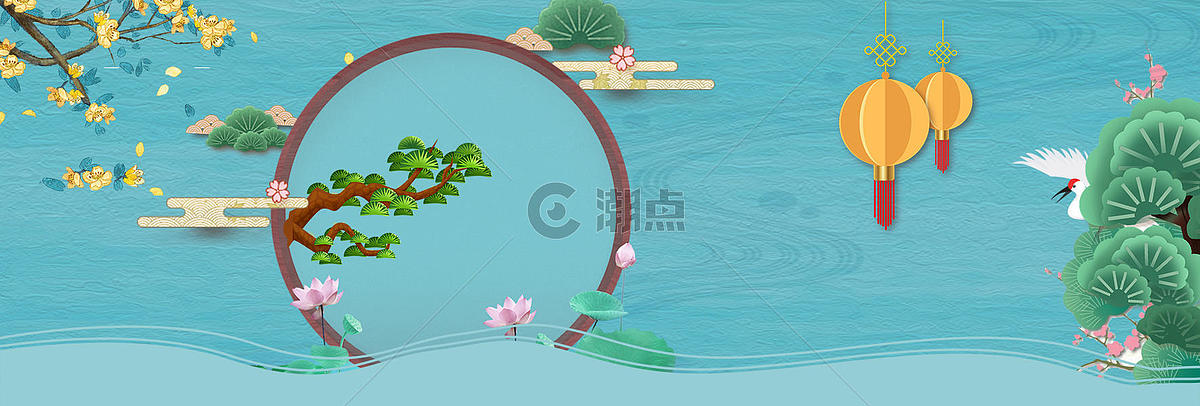 中国风荷叶池塘唯美风景图片素材免费下载