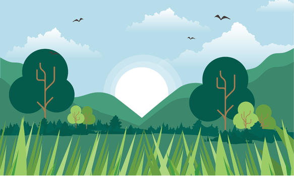 绿色植被插画背景图片素材免费下载