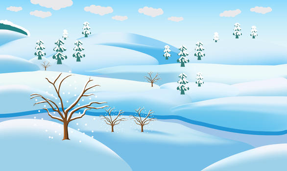 卡通冬季雪景风景插画图片素材免费下载