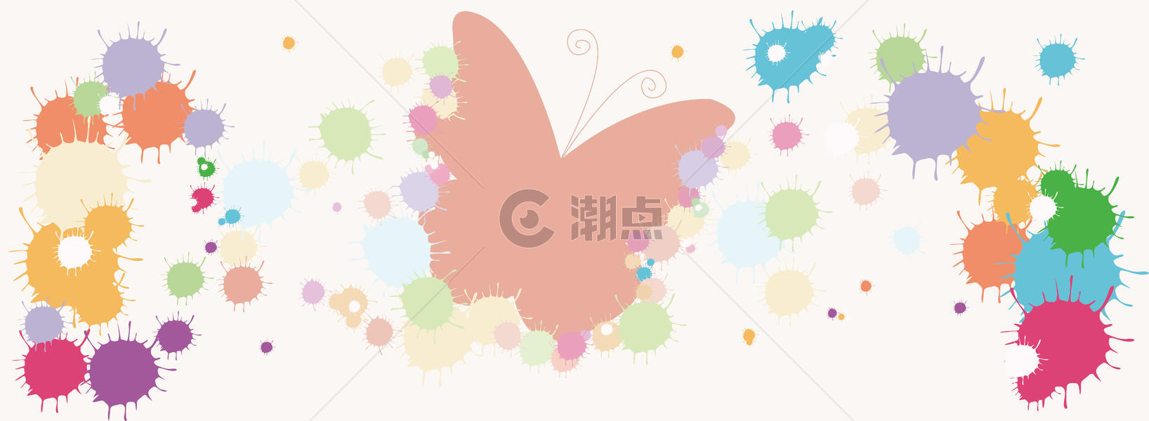 彩色颜料喷溅蝴蝶粉色背景图片素材免费下载