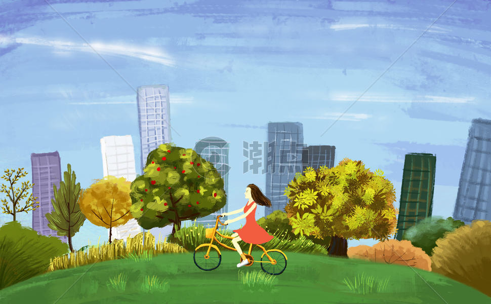 女孩骑自行车图片素材免费下载