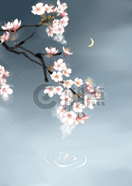 中国风水墨樱花图片素材免费下载