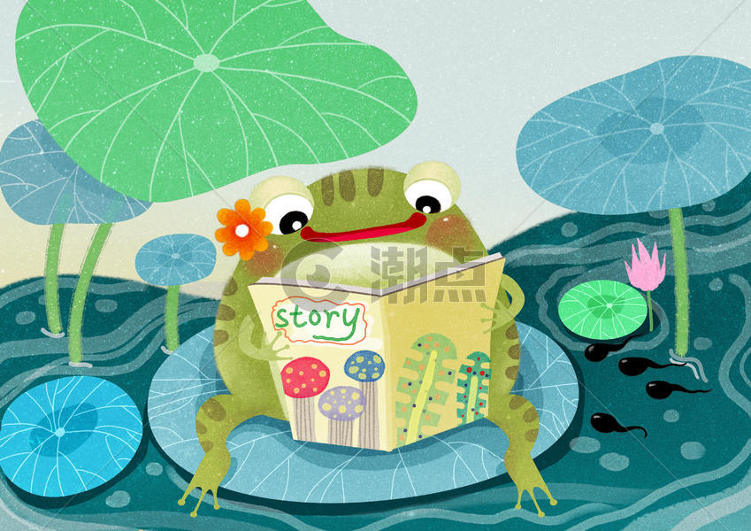 青蛙妈妈讲故事图片素材免费下载