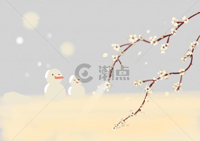 冬至下雪插画图片素材免费下载