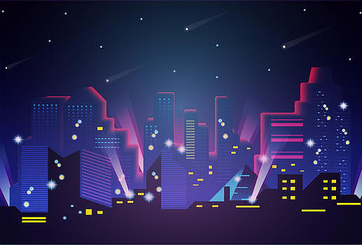 城市夜景背景插画图片素材免费下载