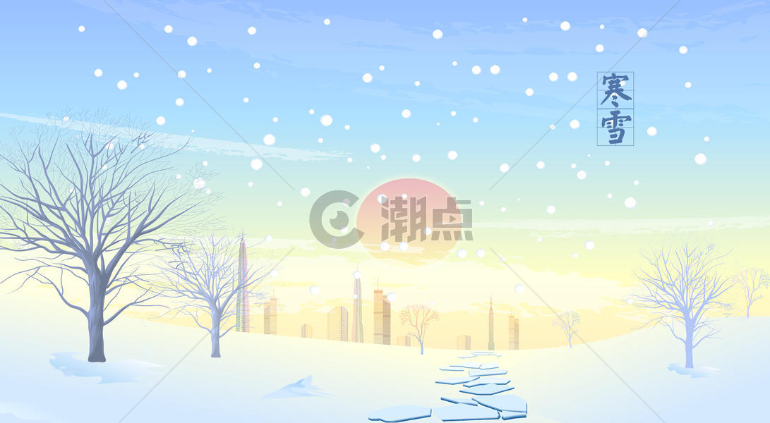 寒冬城市雪景图片素材免费下载