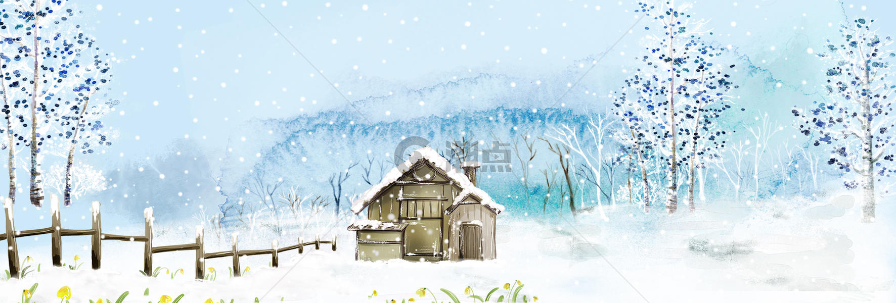 冬季雪景背景图片素材免费下载