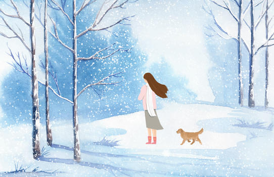 冬天下雪插画图片素材免费下载