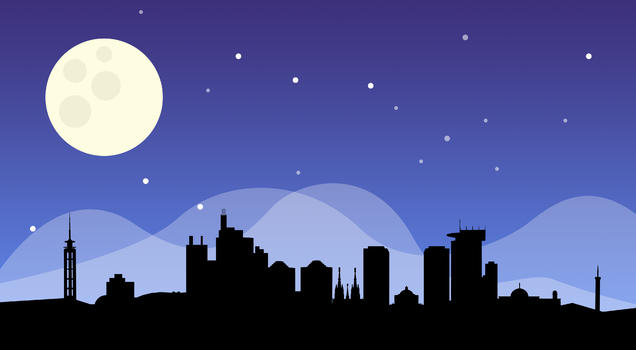万盛夜晚城市插画图片素材免费下载