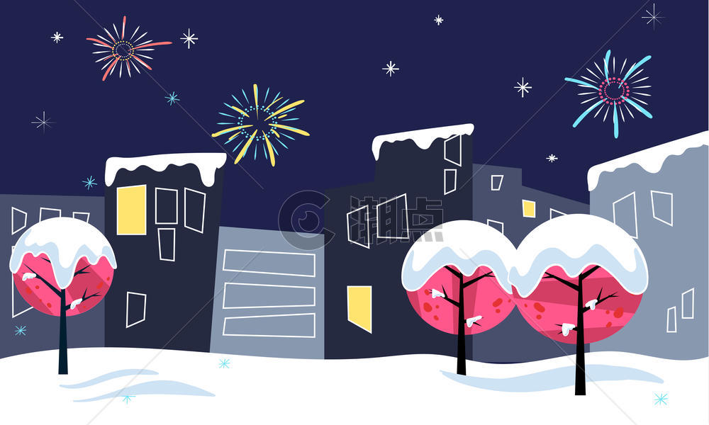 冬季街景插画图片素材免费下载
