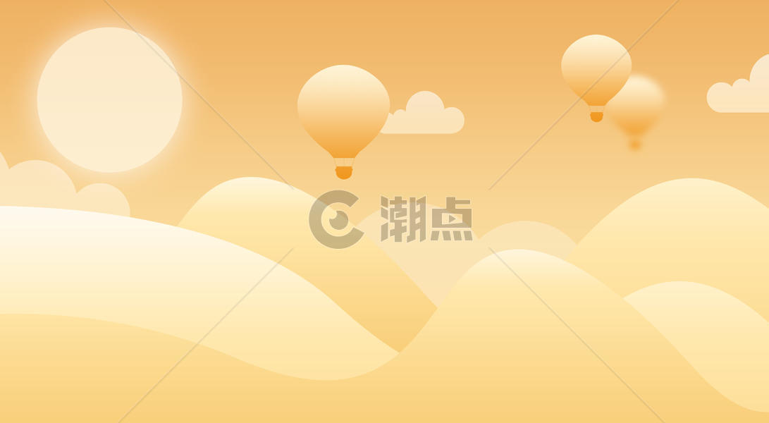 热气球沙漠插画图片素材免费下载