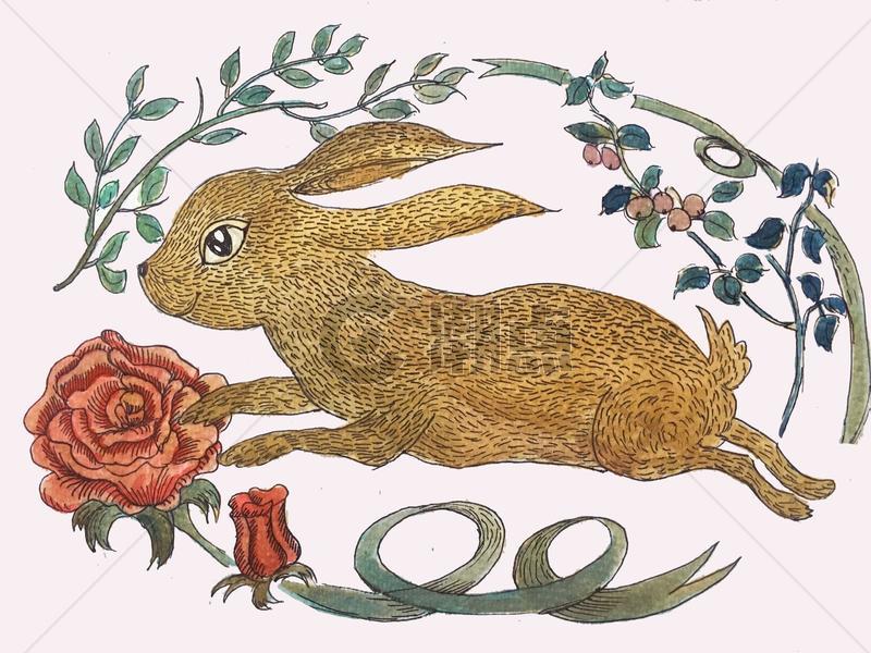 兔子水彩插画图片素材免费下载
