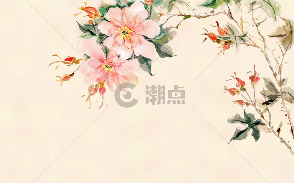 中国风花卉背景插画图片素材免费下载