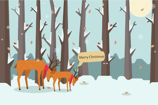 圣诞麋鹿雪景图片素材免费下载