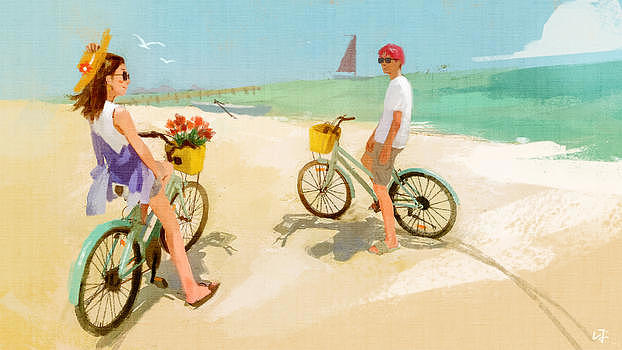 夏日情侣海滩图片素材免费下载