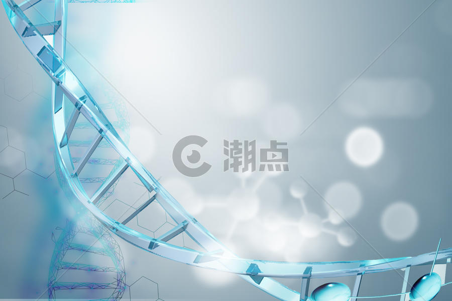 蓝色渐变DNA分子图片素材免费下载